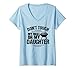 Femme Grille de barbecue humoristique pour papa et fille T-Shirt avec Col en V