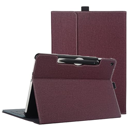 Forubar Tablet Case for 2025 New Microsoft Surface Pro 1st Edition 12-inch, PU Leather & Hard Shell Laptop Protective Cover with Multi-Angle Built-in Kickstand & Pen Holder (Wine Red)
