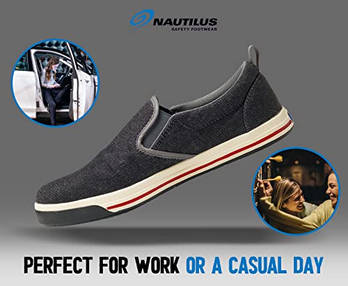 Image of Nautilus Safety Footwear Westside Women's Casual Work Shoe by FSI: Oil and Slip Resistant, Steel Safety Toe, Premium Textle Upper, N1435-Charcoal Black
