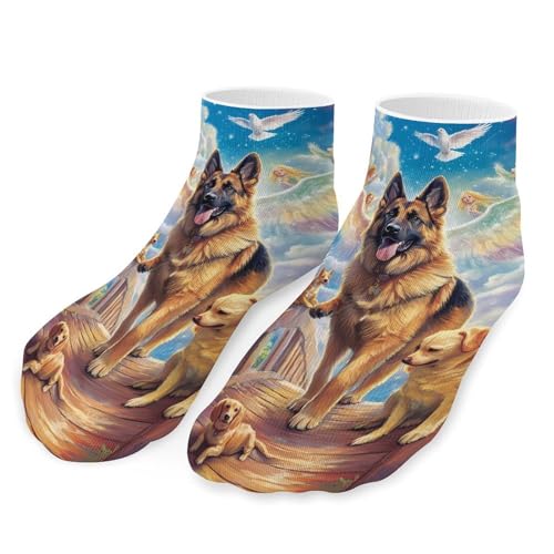 German Shepherd Dog Rainbow Low Cut Ankle Socks Casual Liner Sock Pack Non Slip Invisible For Men Women
