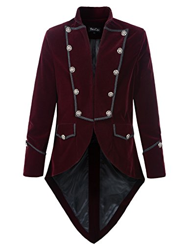 DarcChic Mens Steampunk Tailcoat Jacket Velvet Gothic VTG Victorian (L,