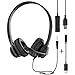 USB Headset for PC Laptop Phone, 3.5mm / USB / Type-C Jack 3-In-1 Wired Headphones with Noise Cancelling Mic & Audio Controls, Adjustable Headband Headset for Call Centers, Home Office, Online Chat