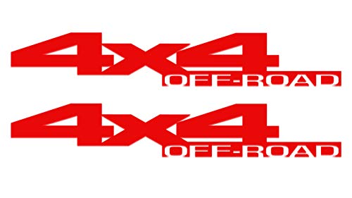 Image of 2 x Red 4X4 Off Road Single Color Vinyl Decals Fits Dodge Ram