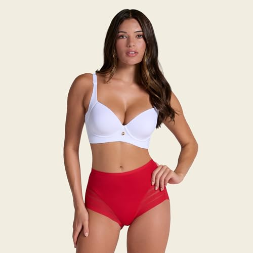Image of Leonisa High Waisted Invisible Tummy Control Shapewear for Women - Stripe Lace Ladies Underwear Panties
