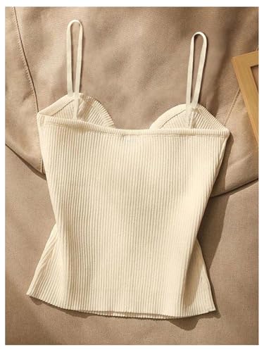 MakeMeChic Women's Sleeveless Tank Crop Tops Metal Decor Spaghetti Strap Knit Going Out Camisole2