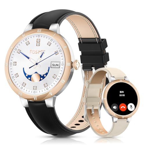 【2025新登場】FOSMET W1 スマートウォッチ レディース 丸型 常時表示 通話機能 着信通知 AMOLED iphone アンドロイド対応 100種類運動モード GPS運動記録 IP68防水 Bluetooth5.3 Smart Watch 文字