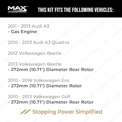 Image of MAX Advanced Brakes - Rear Brake Kit For 2010-2014 Volkswagen Jetta (10.71 inch Dia Rr Rotors), Volkswagen Golf GTI, Audi A3 Quattro| Carbon Ceramic Brake and Rotor Kit| Coated Cross-Drilled Brake Rotors