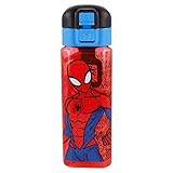 Safety Lock - Gourde Spiderman 550 ml - Idéal pour l'école, la maternelle ou les loisirs, bouteille d'eau sans BPA