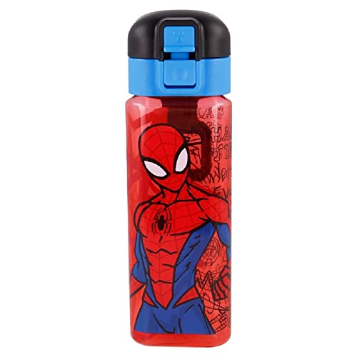 Safety Lock - Gourde Spiderman 550 ml - Idéal pour l'école, la maternelle ou les loisirs, bouteille d'eau sans BPA Cover