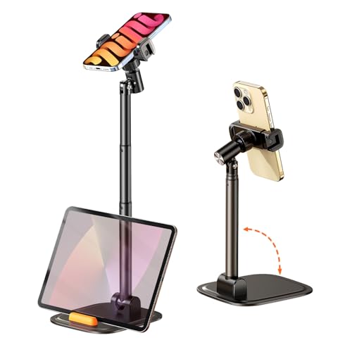 PUJUDODA Support Telephone Bureau, Hauteur et Angle Réglables Porte Telephone, Table de Support Téléphone Pliable pour iPhone 15, 14, 13, 12, 11, Pro,...