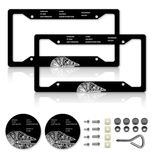 DGDRHZ Anime Star License Plate FramesWars Car Accessories for Women & MenCute License Plate HolderAluminum License Plate Frame Fits Standard US Vehicles Size 12.2 x 6 Inch (Black-2pcs)