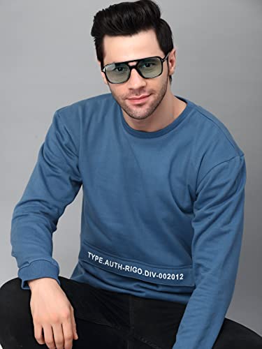 Image of Rigo Fleece Printed Round Neck Sweatshirt for Men | Full Sleeves Sweatshirt for Men | Casual Wear & Stylish Sweatshirts for Men