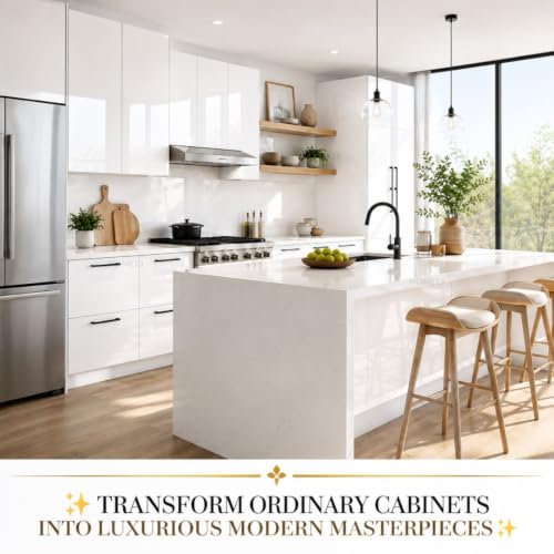 Image of HOME13 Glossy Wallpaper Peel & Stick Contact Paper Decorative Self Adhesive Vinyl Wallpaper for Kitchen Cabinet Furniture Countertop Waterproof (24inches by 48inches, Glossy White)