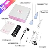 Ykall Airbrush Kit with Compressor, Rechargeable Cordless Non-Clogging High-Pressure Air Brush Set with 0.3mm Nozzle and Cleaning Brush Set for Nail Art, Makeup, Painting, Cake Decor (Black) - Image 5