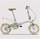 Aoyo Mini Folding Bikes, 14 Zoll Erwachsener Frauen Single Speed faltbares Fahrrad, leichtes, tragbares Super Compact Urban Commuter Fahrrad, (Color : White)