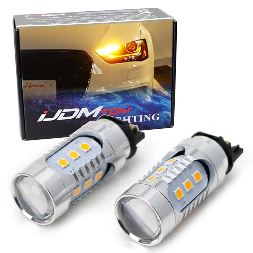 iJDMTOY PWY24W LED電球 アンバーイエロー 2個 Audi A3 A4 A5 Q3 VW MK7 Golf CC Ford Fusion フロントウィ...