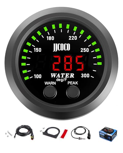 JJCOCO Water Temperature Gauge with 1/8NPT Sensor & Bracket 300F Digital LED Display Water Coolant Temperature Gauge for Cars Trucks Ships Vehicle Automotive Boat Marine 2/52mm
