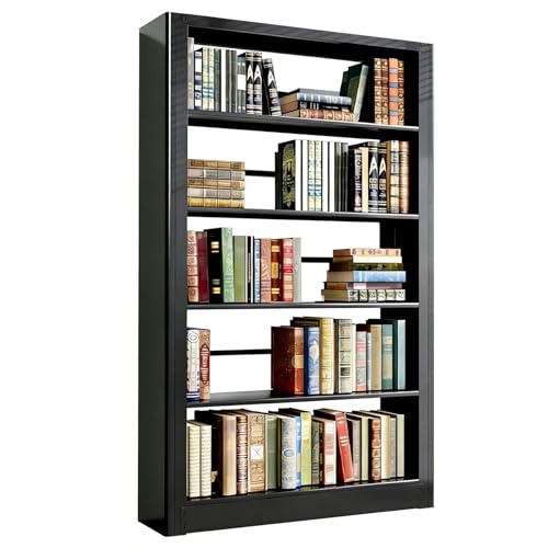 Image of VASAAOSD Metal Bookshelf, 5 Tier Black Bookcase with Adjustable Storage Shelves, 69 inch Tall Book Shelf for Home Office, Bedroom, Library, Living Room, Easy to Assemble