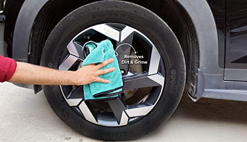 Image of SOFTSPUN Microfiber Cloth for Car - 800 GSM, 50x60 cms, 1 Pcs, Aqua Blue Twisted Loop Super Absorbent Towel - Edgeless Design with Plush Pile and Lint Free Cloth for Drying and Detailing.