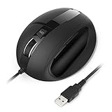 1byone Ergonomic Mouse, USB Wired Optical Mouse with Adjustable DPI and LED lights, 6 Buttons, Black