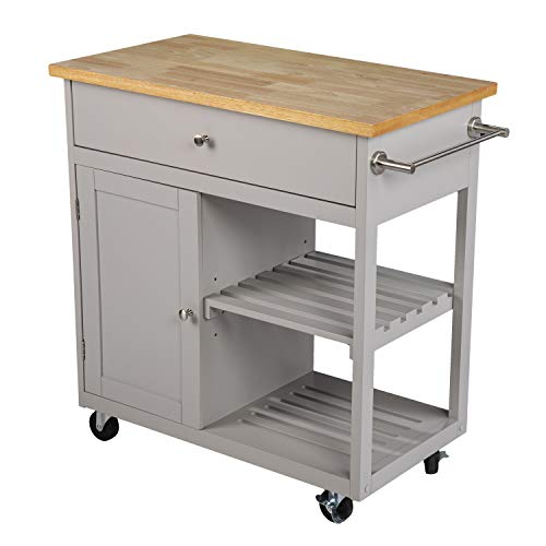 SEI Furniture - Rolling Kitchen Island with Storage - Transitional