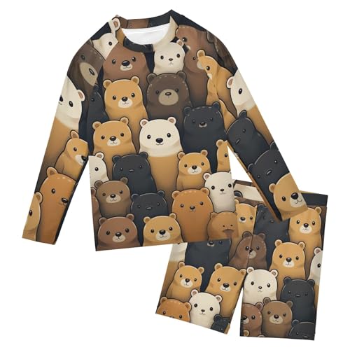 Bear Animal Cute Toddlers and Baby Boys' Swimsuit Trunk and Rashguard Set B0402744