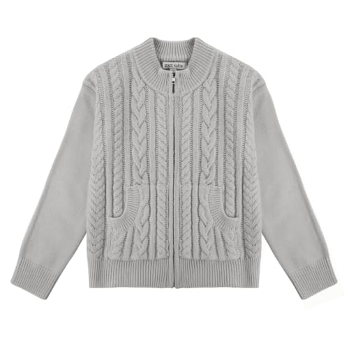 Image of GRACE KARIN Girls Knit Cardigan Sweater Zip Long Sleeve Kids School Uniform Fall Jacket Size 6-14