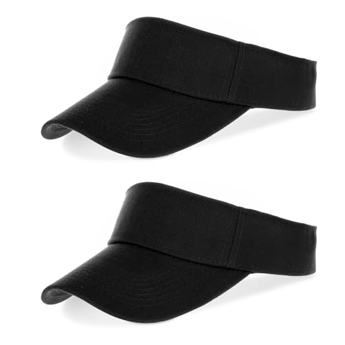 Topbuti 2 Pcs Kids Girls Boys Visor Sports Sun Visor Hats Adjustable Cotton Tennis Golf Visor Hat Beach Hat Baseball Cap (US, Alpha, One Size, Black)