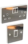 Chrome Silver Light Switch & Double Socket Sticker Vinyl/Skin Cover