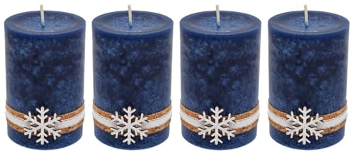 ZauberDeko 4 Adventskerzen Kerzen Stumpenkerzen Blau Dunkelblau...