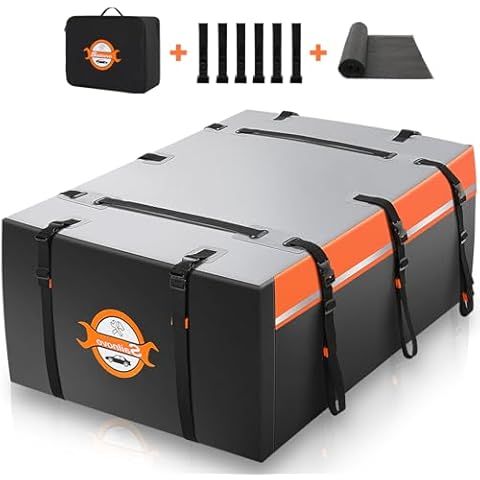 Sailnovo Rooftop Cargo Carrier 20 Cubic PVC Car Roof Cargo Carrier Waterproof Soft-Shell Includes Anti-Slip Mat, 6 Door Hooks, Car Top Carrier for Top of Vehicle with/Without Roof Rack Cross Bar Cover