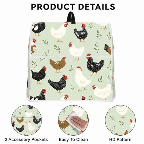 Image of Kitchen Dust Cover Compatible with 4.5 5 6 8 quart Stand Mixer, Kitchen Appliance Protective Covers with Top Handle and Pocket (Chicken, For 4.5 qt and All 5 qt Mixer)