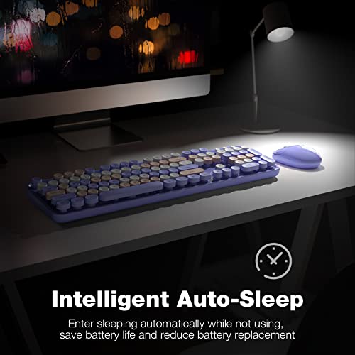 Image of Dilter Wireless Keyboard and Mouse Combo, 104 Keys Full-Sized Typewriter Keyboards, 2.4 GHz USB Receiver Plug and Play, for Windows, PC, Laptop, Desktop (Purple Colorful)