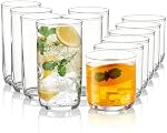 Kyraton Drinking Glasses Set of 12, PET Clear Plastic Highball Glasses 420ml & Whisky Cocktail Glasses Set 340ml, Heavy Duty Unbreakable Water Glasses Cup Tumbler Glassware for Beer, Juice, Milk