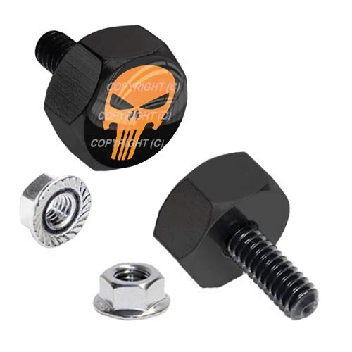 Tricktoppers LPB-HEX-BLACK-2: 076 Head Vivid Black Billet Aluminum Universal Motorcycle License Plate Frame Fastener Tag Bolt Kit cover