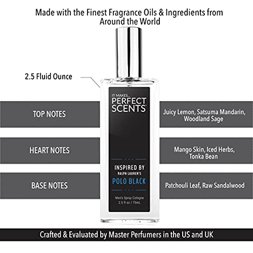 Image of Perfect Scents Fragrances, Inspired by Ralp.h La.uren's Pol.o Black, Men's Eau de Toilette, CLEAN, Vegan, Paraben-Free, Never Tested on Animals, Spray Cologne, 2.5 Fluid Ounces