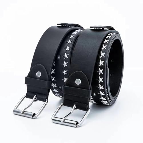 1pc Pentagram LED Belts Studded Leather Belts with Metal Buckles2