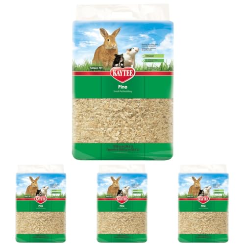 Image of Kaytee Small Animal Pine Bedding for Pet Guinea Pigs, Rabbits, Hamsters, Gerbils, and Chinchillas, 52.4 Liter (Pack of 4)
