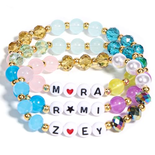 AICase for Kpop Demon Hunters Merch Rumi Zoey Mira Inspired Bracelets 3 Pcs Stackable Stretch Friendship Beaded Crystal Bracelets for Huntrix k pop Unique Merchandise Jewelry Gifts for Fans Women_69