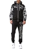 John Kayna Herren Jogginganzug Trainingsanzug Zweiteiler Freizeitanzug Sport Fitness Gym Modell 3677 XL Weiß Camouflage
