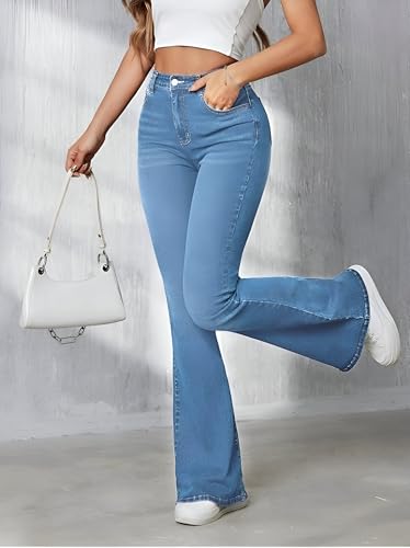 Image of Ben Martin Women's High Waist Jeans || Flared Bell Bottom Bootcut Pants || Wide Leg Stretch Denim - Perfect for Travel, Party & Everyday Use Sizes 26 to 40 (0)