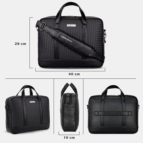 Image of Lavie Sport Magnate Briefcase 12L Multifunctional Laptop Briefcase Bag | Premium Leatherette Business Briefcase for Men & Women | Messenger Shoulder Bag with Detachable Strap
