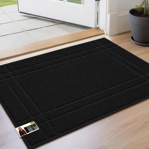 JSEI JSEI Door Mat for Entrance 20"x32", Dirt Trapper Doormat, Black