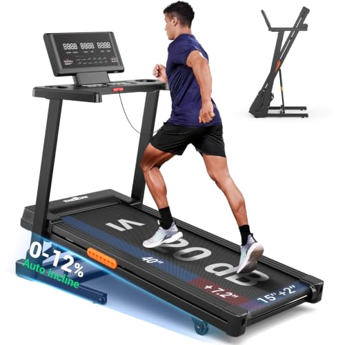 Image of THERUN Treadmill 0%-15% Incline, Runing Treadmills for Home, 3.0HP Treadmill with Incline, 0.5-9.0 MPH Foldable Treadmill with Pulse Sensors, LED Display