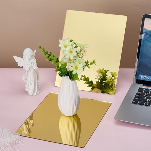 FINGERINSPIRE 2 Stück 25x20cm Große Goldfarbene Spiegel Acrylplatten 3mm Dicke Nicht Glasartige Reflektierende Acrylspiegelplatte Zum Laserschneiden DIY Bastelarbeiten Und Heimdekorationen