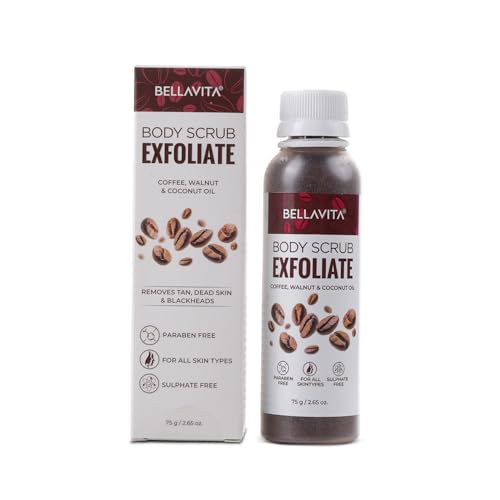 Bella Vita Organic Exfoliate Coffee Scrub For Face & Body, Blackh...