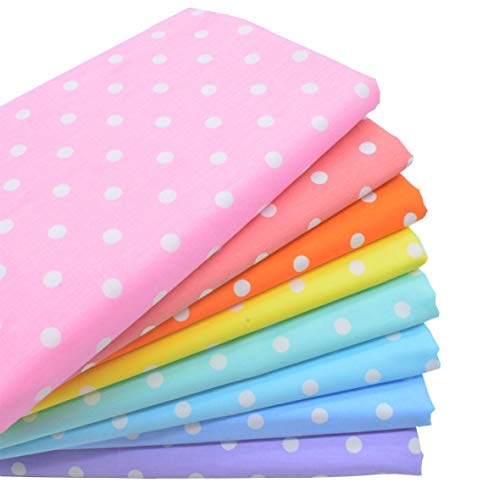 iNee Polka Dot Fat Quarters Quilting Fabric Bundles, Quilting Fabric for Sewing Crafting,18 x22 inches,(Medium Dots)