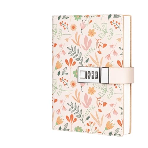 DancJulieパスワード管理ノート 鍵ペンホルダー 鍵 暗号帳 ロック可能 日記帳 ダイヤル ノート システムビジネス カード収納ケース付き 詰め替え紙収納 現金オーガナイザー 卒業記念 お祝いギフト (淡く白い羽根が舞う)