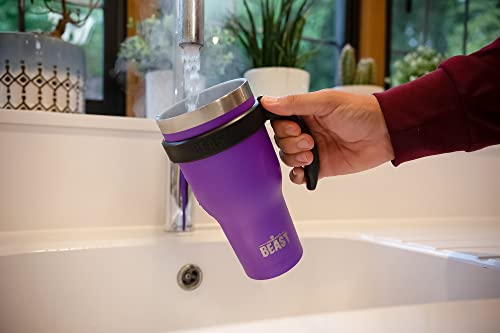 Image of Beast 30 oz Tumbler Stainless Steel Insulated Coffee Cup with Lid, 2 Straws, Brush & Gift Box (30 oz, Deep Purple)