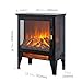 17” Electric Fireplace Stove Heater, 3D Flame Effect with Overheating Safety Protection, 1400W/700W Dual Heat, Faux Fake Fireplace Heater with 3-Sided Panoramic View, Safe for All Homes (Black 1)